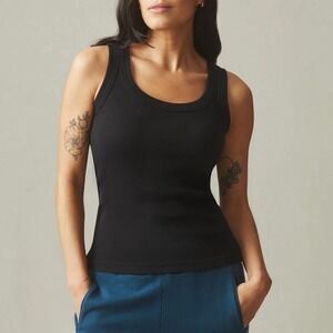 NWOT American Giant Women's Black Ribbed Tank Top Size S Scoop Neck Solid